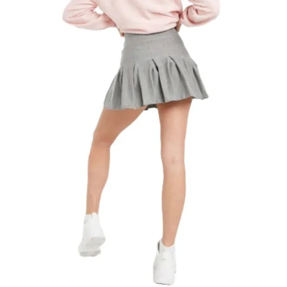 (NWOT) Bershka Be Yourself Babe! Gray Half Pleat Tennis Skirt - XS - Picture 6 of 15